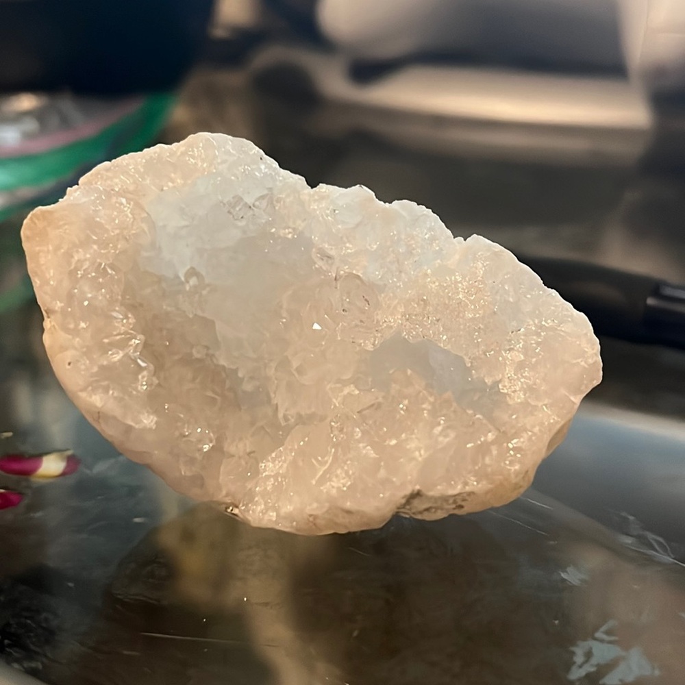 Moroccan white quartz geode.